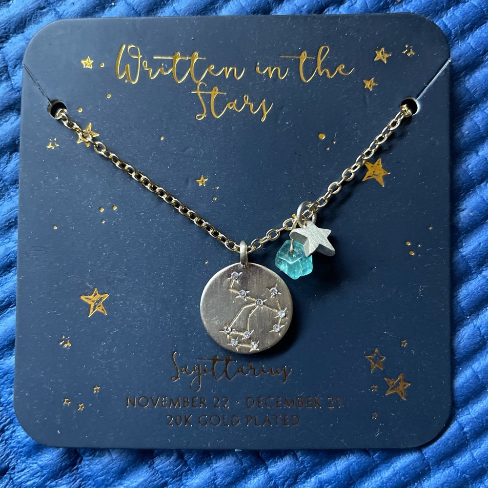 Gold plated astrological Sagittarius sign necklace